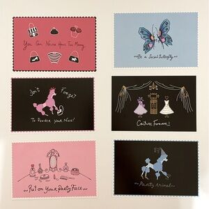 New Mari Mi Lulu Guinness Assorted Set/6 Assorted Girly Postcards